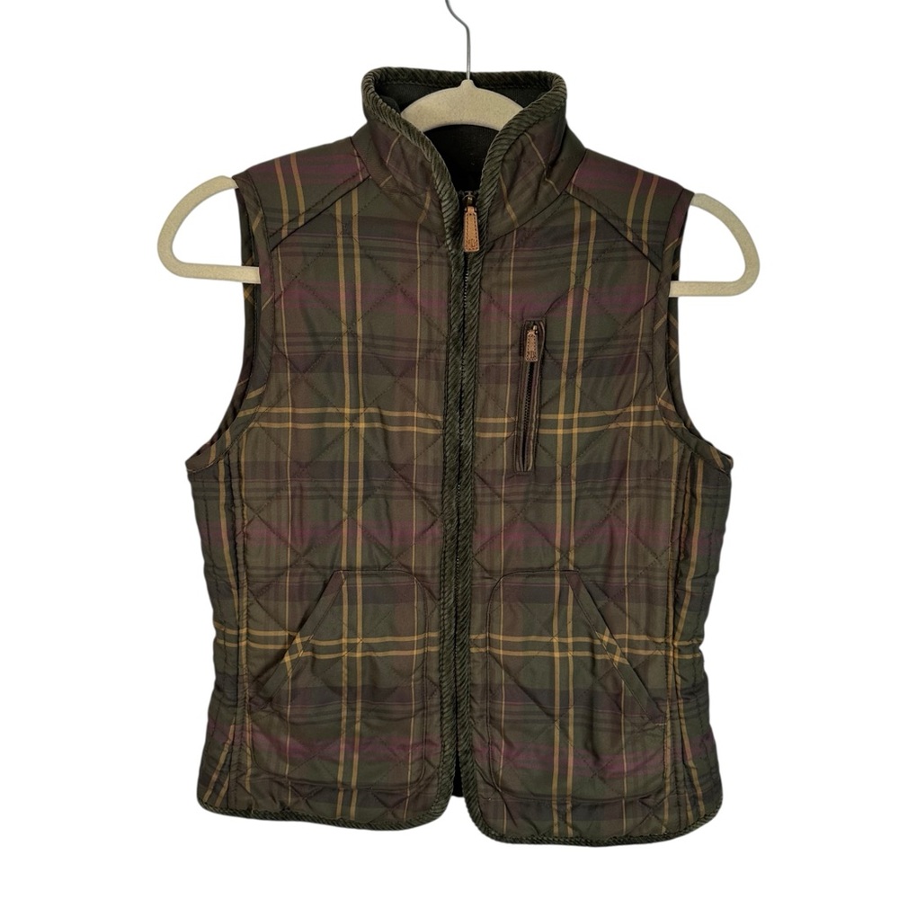 Ralph Lauren Plaid Quilted Down Vest Women Petite Small Classic Preppycore